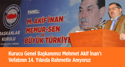 Kurucu Genel Başkanımız Mehmet Akif İnan&#8217;ı Vefatının 14. Yılında Rahmetle Anıyoruz