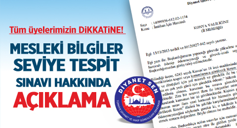 Mesleki Bilgiler Seviye Tespit Sınavı Hakkında Açıklama